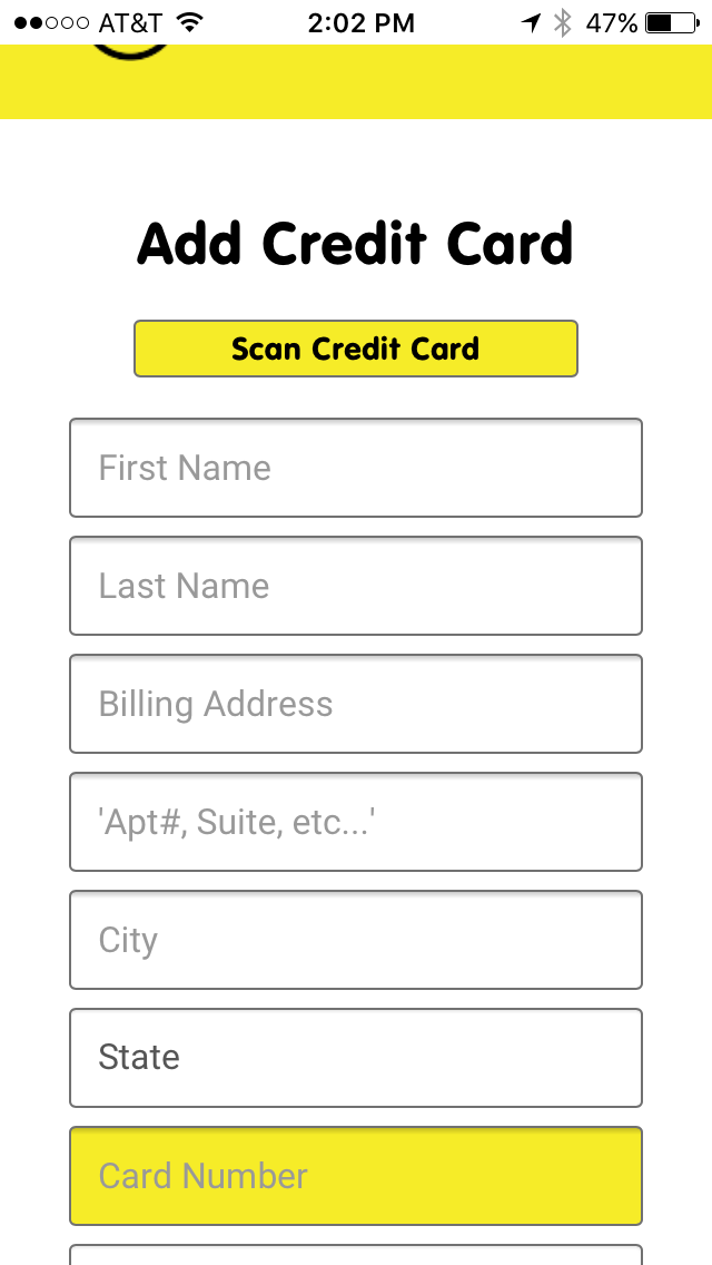 Add Your Credit Card Information to Pay for Monthly Service