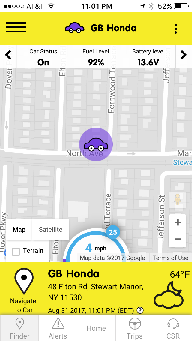 Autobrain Car Finder Screen on Mobile App