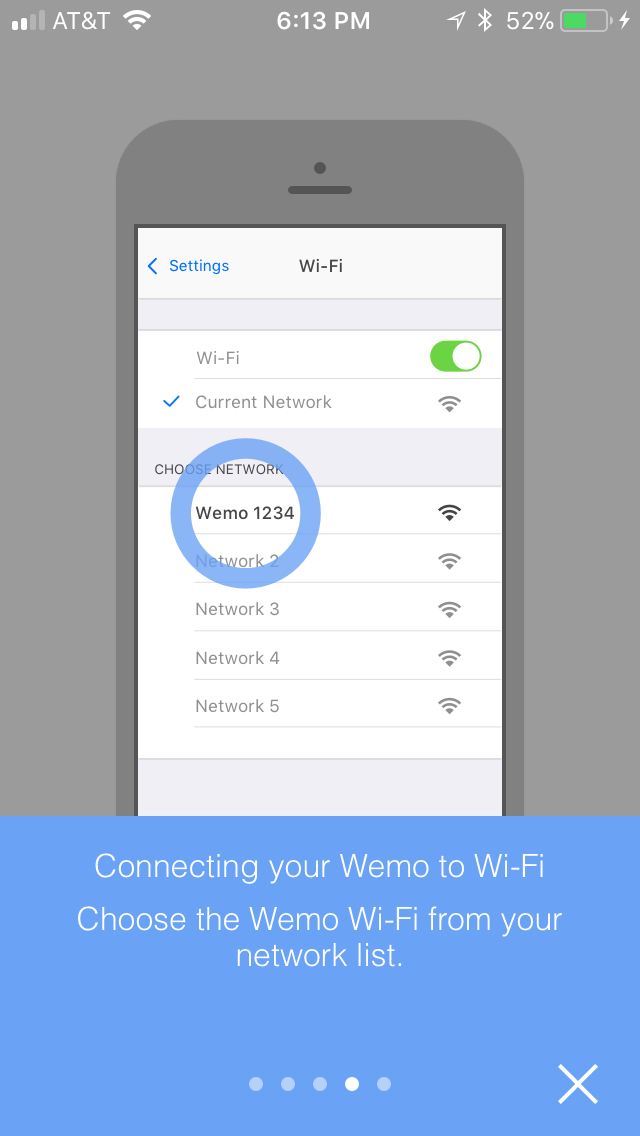 Select "Wemo" to connect to Your Home Wi-Fi Network