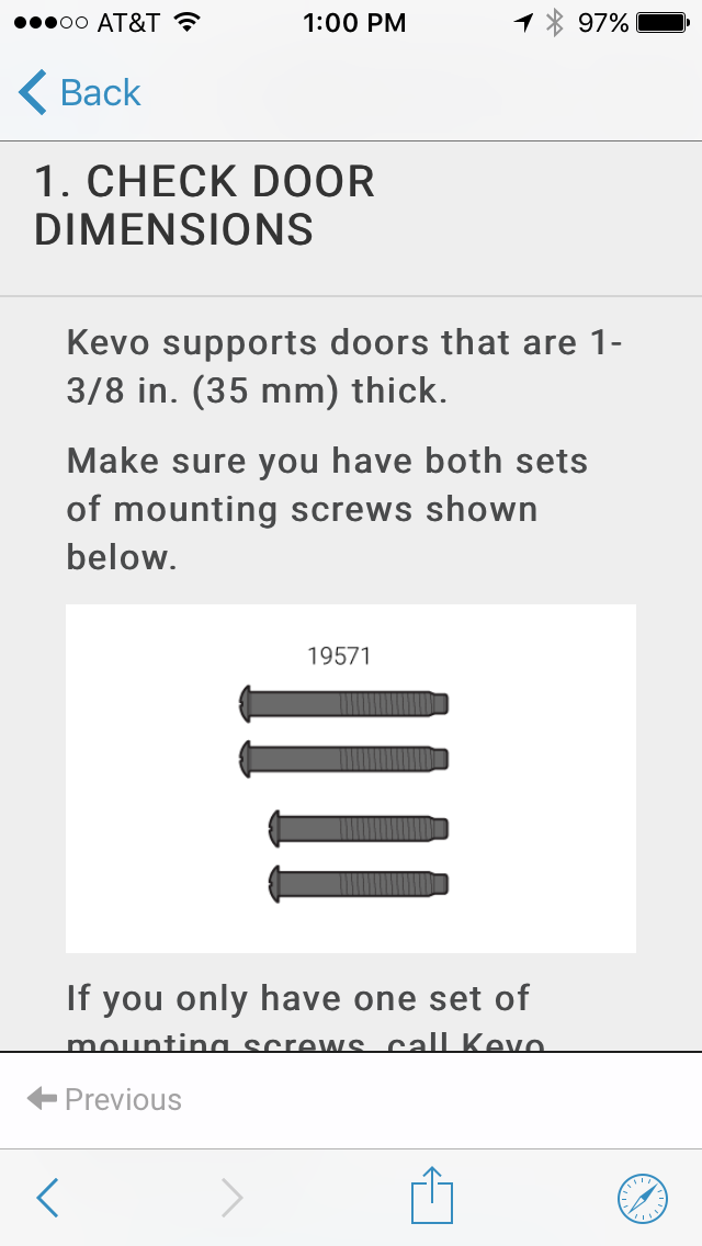 Screws to Use for Kevo Lock