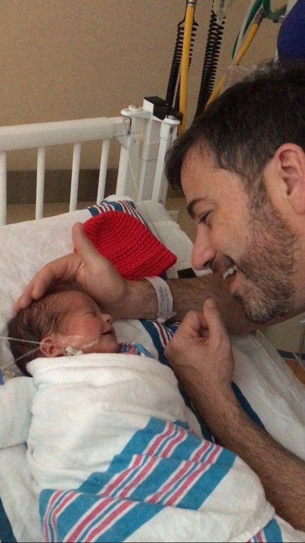 Kimmel and his son in the hospital