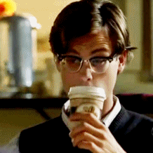 Image result for gif spencer reid coffee