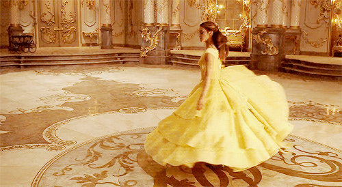 Image result for belle beauty and the beast 2017 golden dress gif