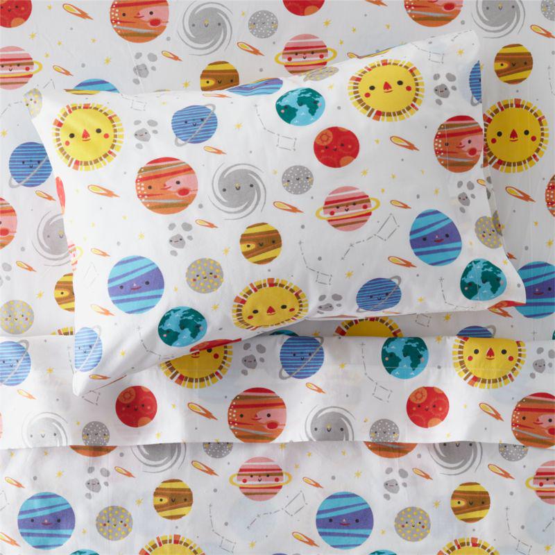 Crate and Barrel Organic Outer Space Toddler Sheet Set