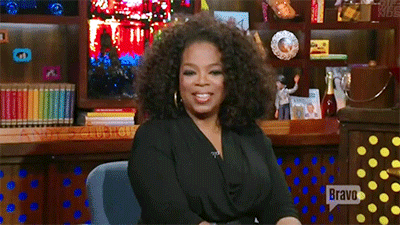 Animation: Oprah Winfrey pumping her fist in the air