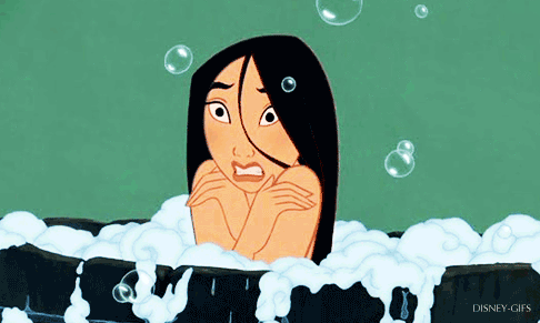Animation cartoon character shivering in bathtub